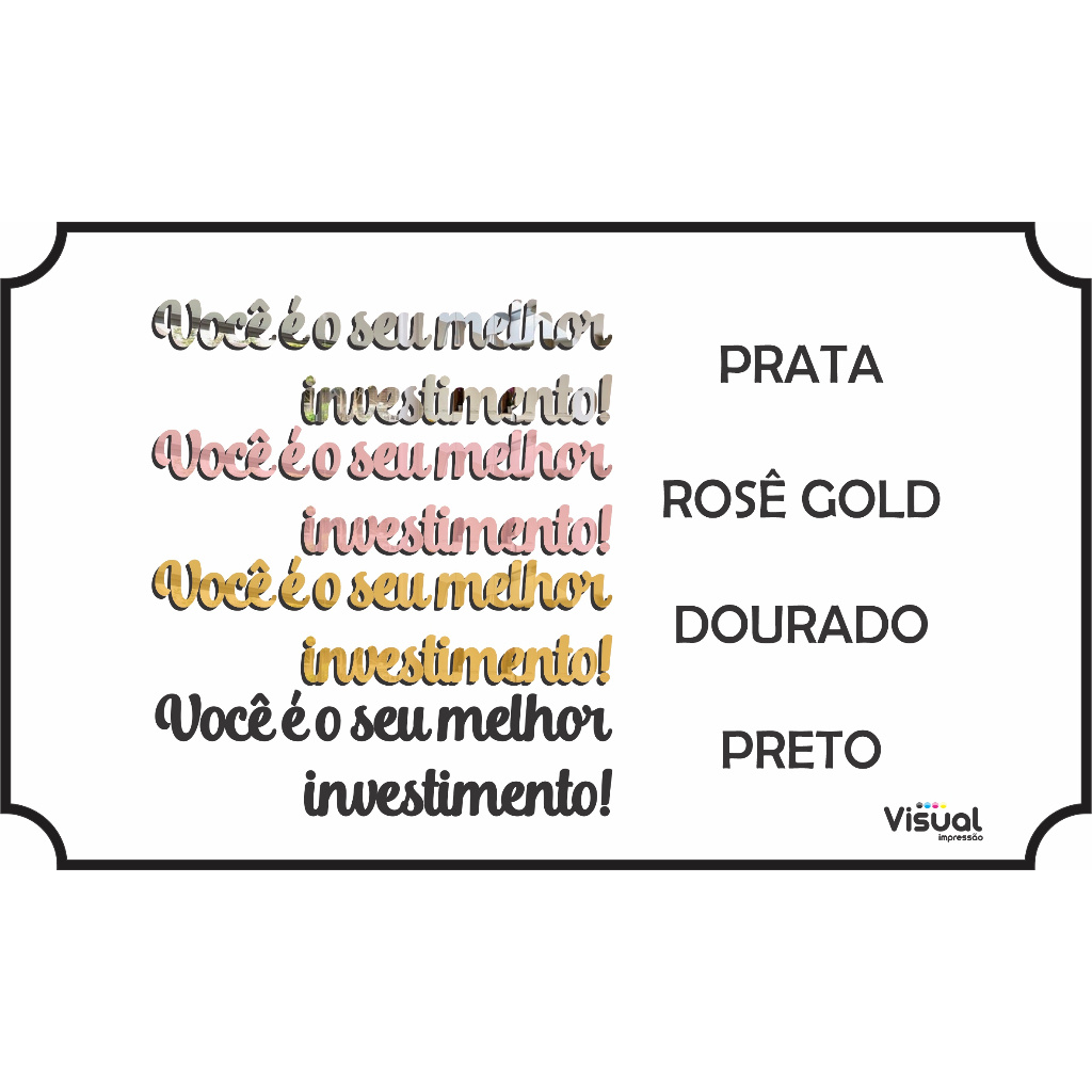 Espelho Decorativo Frase ''Você é o seu melhor Investimento - Imagem 4